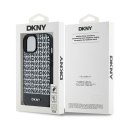 DKNY nakładka do iPhone 15 6,1" DKHMP15SPSOSPK czarna HC Magsafe pu repeat pattern w bottom stripe