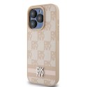 DKNY nakładka do iPhone 15 Pro 6,1" DKHCP15LPCPTSSP różowa HC PU checkered pattern w printed stripes