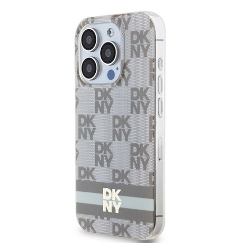 DKNY nakładka do iPhone 15 Pro Max 6,7" DKHMP15XHCPTSE różowa HC Magsafe pc tpu repeat texture pattern w stripe