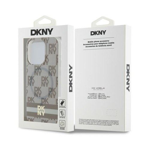 DKNY nakładka do iPhone 15 Pro Max 6,7" DKHMP15XHCPTSE różowa HC Magsafe pc tpu repeat texture pattern w stripe