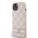 DKNY DKHCP15MPCPTSSP iPhone 15 Plus / 14 Plus 6.7" różowy/pink hardcase Leather Checkered Mono Pattern & Printed Stripes