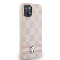 DKNY DKHCP15MPCPTSSP iPhone 15 Plus / 14 Plus 6.7" różowy/pink hardcase Leather Checkered Mono Pattern & Printed Stripes