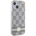 DKNY DKHMP14SHCPTSE iPhone 14 / 15 / 13 6.1" beżowy/beige hardcase IML Checkered Mono Pattern & Printed Stripes MagSafe