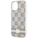 DKNY DKHMP14SHCPTSE iPhone 14 / 15 / 13 6.1" beżowy/beige hardcase IML Checkered Mono Pattern & Printed Stripes MagSafe