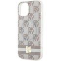 DKNY DKHMP15MHCPTSE iPhone 15 Plus / 14 Plus 6.7" beżowy/beige hardcase IML Checkered Mono Pattern & Printed Stripes MagSafe