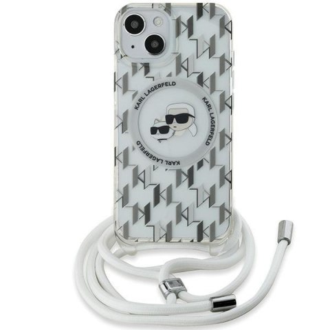 Karl Lagerfeld KLHMP15SHCKCKLCT iPhone 15 / 14 / 13 6.1" transparent hardcase IML Crossbody Monogram Karl & Choupette Head MagSa