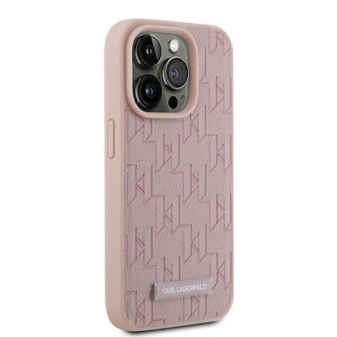 Karl Lagerfeld KLHMP15XPKHPORPP iPhone 15 Pro Max 6.7" hardcase różowy/pink Leather Monogram Metal Logo