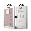 Karl Lagerfeld KLHMP15LPKHPORPP iPhone 15 Pro 6.1" hardcase różowy/pink Leather Monogram Metal Logo