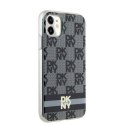 DKNY DKHMN61HCPTSK iPhone 11 / Xr 6.1" czarny/black hardcase IML Checkered Mono Pattern & Printed Stripes MagSafe