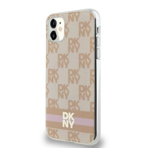 DKNY DKHMN61HCPTSP iPhone 11 / Xr 6.1" różowy/pink hardcase IML Checkered Mono Pattern & Printed Stripes MagSafe