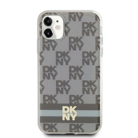 DKNY DKHMN61HCPTSE iPhone 11 / Xr 6.1" beżowy/beige hardcase IML Checkered Mono Pattern & Printed Stripes MagSafe