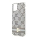 DKNY DKHMN61HCPTSE iPhone 11 / Xr 6.1" beżowy/beige hardcase IML Checkered Mono Pattern & Printed Stripes MagSafe