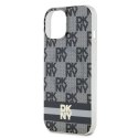 DKNY DKHMP14SHCPTSK iPhone 14 / 15 / 13 6.1" czarny/black hardcase IML Checkered Mono Pattern & Printed Stripes MagSafe