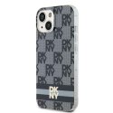 DKNY DKHMP15MHCPTSK iPhone 15 Plus / 14 Plus 6.7" czarny/black hardcase IML Checkered Mono Pattern & Printed Stripes MagSafe