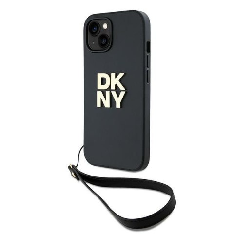 DKNY DKHCP14SPBSWSK iPhone 14 / 15 / 13 6.1" czarny/black hardcase Wrist Strap Stock Logo