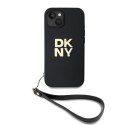 DKNY DKHCP14SPBSWSK iPhone 14 / 15 / 13 6.1" czarny/black hardcase Wrist Strap Stock Logo