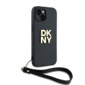 DKNY DKHCP14SPBSWSK iPhone 14 / 15 / 13 6.1" czarny/black hardcase Wrist Strap Stock Logo