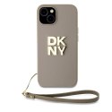 DKNY DKHCP15SPBSWSE iPhone 15 / 14 / 13 6.1" beżowy/beige hardcase Wrist Strap Stock Logo