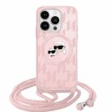 Karl Lagerfeld KLHMP15XHCKCKLCP iPhone 15 Pro Max 6.7" różowy/pink hardcase IML Crossbody Monogram Karl & Choupette Head MagSafe