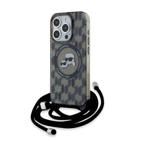 Karl Lagerfeld KLHMP15LHCKCKLCK iPhone 15 Pro 6.1" czarny/black hardcase IML Crossbody Monogram Karl & Choupette Head MagSafe