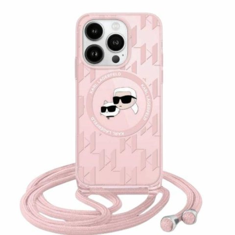 Karl Lagerfeld KLHMP15LHCKCKLCP iPhone 15 Pro 6.1" różowy/pink hardcase IML Crossbody Monogram Karl & Choupette Head MagSafe