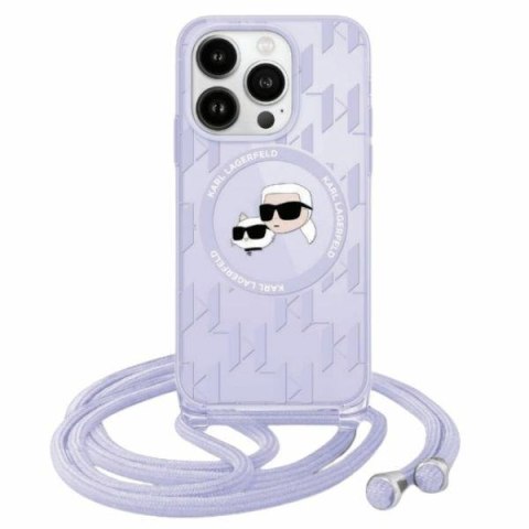 Karl Lagerfeld KLHMP15LHCKCKLCU iPhone 15 Pro 6.1" fioletowy/purple hardcase IML Crossbody Monogram Karl & Choupette Head MagSaf