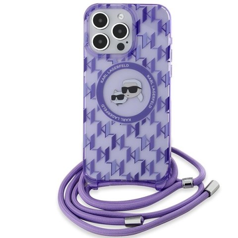 Karl Lagerfeld KLHMP15LHCKCKLCU iPhone 15 Pro 6.1" fioletowy/purple hardcase IML Crossbody Monogram Karl & Choupette Head MagSaf