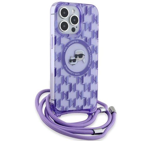Karl Lagerfeld KLHMP15LHCKCKLCU iPhone 15 Pro 6.1" fioletowy/purple hardcase IML Crossbody Monogram Karl & Choupette Head MagSaf