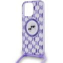 Karl Lagerfeld KLHMP15LHCKCKLCU iPhone 15 Pro 6.1" fioletowy/purple hardcase IML Crossbody Monogram Karl & Choupette Head MagSaf
