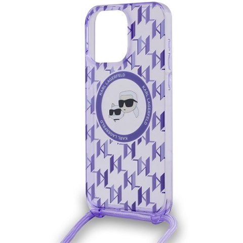 Karl Lagerfeld KLHMP15LHCKCKLCU iPhone 15 Pro 6.1" fioletowy/purple hardcase IML Crossbody Monogram Karl & Choupette Head MagSaf