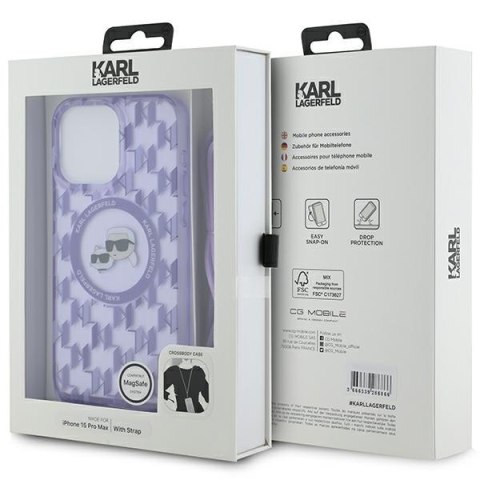 Karl Lagerfeld KLHMP15LHCKCKLCU iPhone 15 Pro 6.1" fioletowy/purple hardcase IML Crossbody Monogram Karl & Choupette Head MagSaf