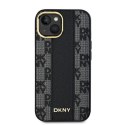 DKNY DKHMP14SPCPVSLK iPhone 14 / 15 / 13 6.1" czarny/black hardcase Leather Checkered Mono Pattern MagSafe