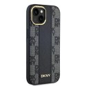 DKNY DKHMP14SPCPVSLK iPhone 14 / 15 / 13 6.1" czarny/black hardcase Leather Checkered Mono Pattern MagSafe