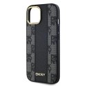 DKNY DKHMP14SPCPVSLK iPhone 14 / 15 / 13 6.1" czarny/black hardcase Leather Checkered Mono Pattern MagSafe