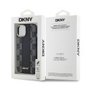 DKNY DKHMP14SPCPVSLK iPhone 14 / 15 / 13 6.1" czarny/black hardcase Leather Checkered Mono Pattern MagSafe