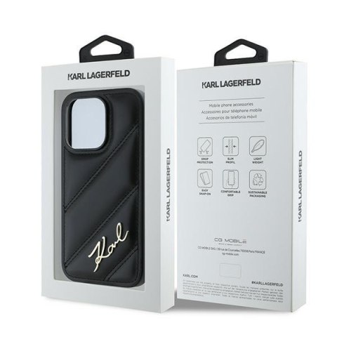 Karl Lagerfeld KLHCP13XPQDSMGK iPhone13 Pro Max 6.7" czarny/black hardcase Diagonal Quilted Script