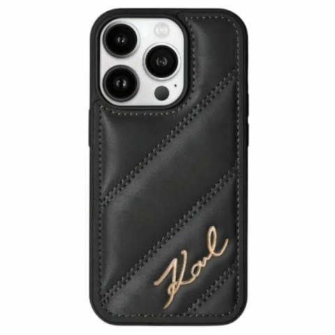 Karl Lagerfeld KLHCP13MPQDSMGK iPhone 13 6.1" czarny/black hardcase Diagonal Quilted Script