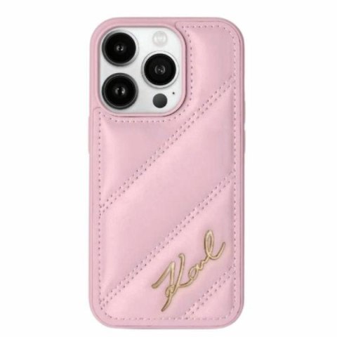 Karl Lagerfeld KLHCP14SPQDSMGP iPhone 14 / 15 / 13 6.1" różowy/pink hardcase Diagonal Quilted Script