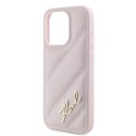 Karl Lagerfeld KLHCP15LPQDSMGP iPhone 15 Pro 6.1" różowy/pink hardcase Diagonal Quilted Script