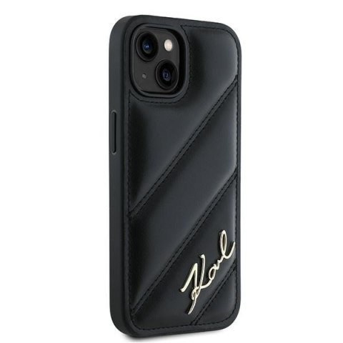 Karl Lagerfeld KLHCP15SPQDSMGK iPhone 15 / 14 / 13 6.1" czarny/black hardcase Diagonal Quilted Script