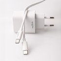 Maxlife ładowarka sieciowa PD QC MXTC-06-20AC 1x USB-C 1x USB 20W biała + kabel USB-C - USB-C 20W