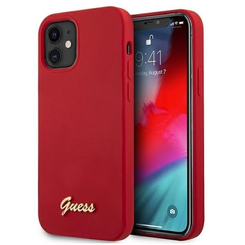 Guess GUHCP12SLSLMGRE iPhone 12 mini 5,4" czerwony/red hardcase Metal Logo Script