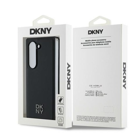 DKNY DKHMZFD6PSMCSLK Z Fold6 F956czarny/black Magsafe Plain Leather Metal Stack Logo