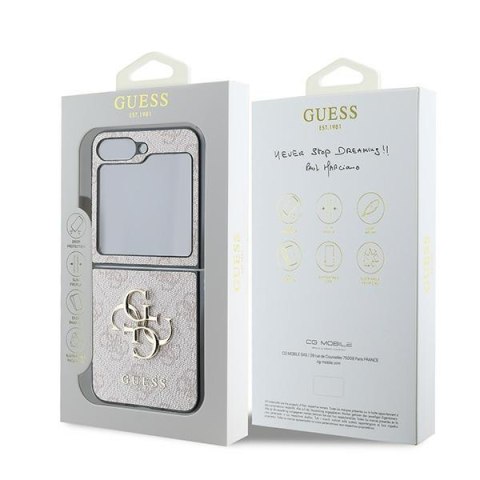 Guess GUHCZF64GMGPI Z Flip6 F741 / Z Flip7 FE różowy/pink Leather 4G Metal Logo