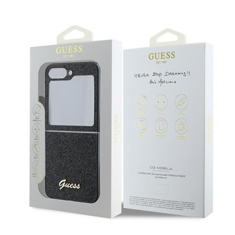 Guess GUHCZF6HGGSHK Z Flip6 F741 / Z Flip7 FE czarny/black 4G Glitter Script