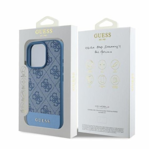 Guess GUHCP16LG4GLBL iPhone 16 Pro niebieski/blue HC 4G PU Bottom Stripe