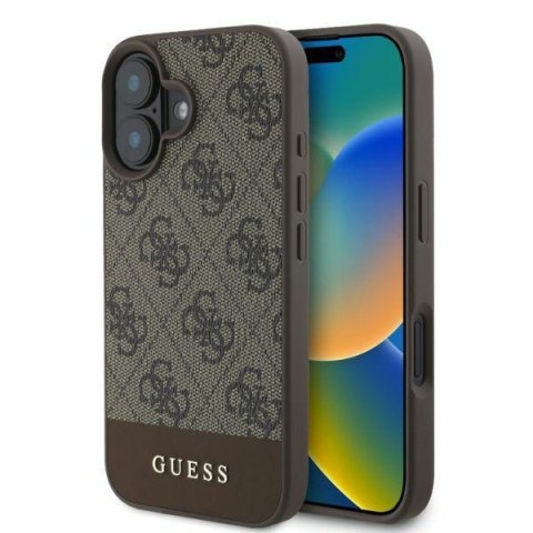 Guess GUHCP16SG4GLBR iPhone 16 brązowy/brown HC PC/TPU 4G PU Bottom Stripe