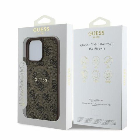 Guess GUHMP16XG4GFRW iPhone 16 Pro Max 6,9" brązowy/brown MagSafe PU 4G Ring Classic Logo