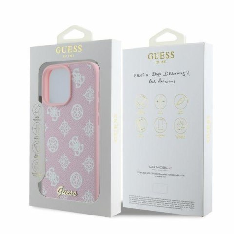 Guess GUHMP16XPGPYSP iPhone 16 Pro Max różowy/pink HC MagSafe PU Peony Script