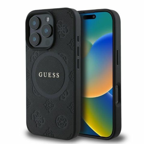 Guess GUHMP16LPSAPSMEK iPhone 16 Pro 6,3" czarny/black HC MagSafe Safiano Peony Classic Logo